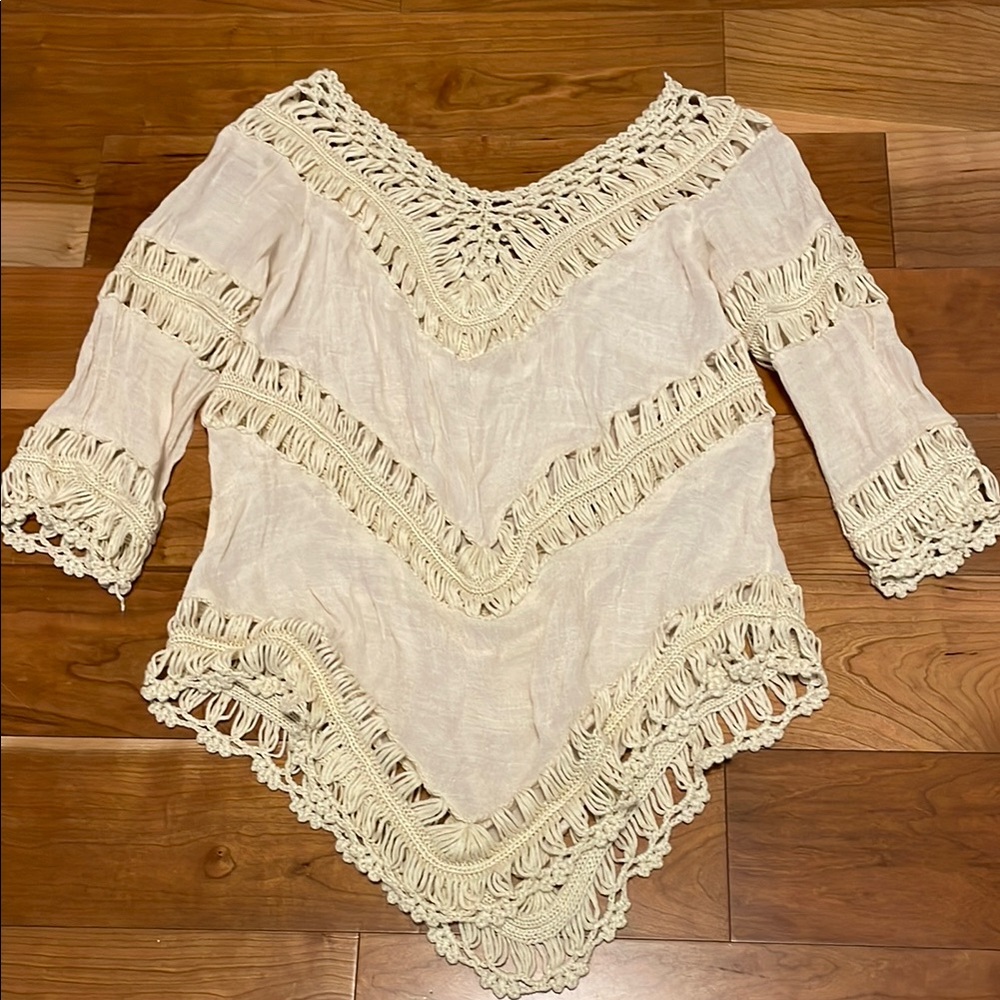 Cream Crochet Trim Blouse